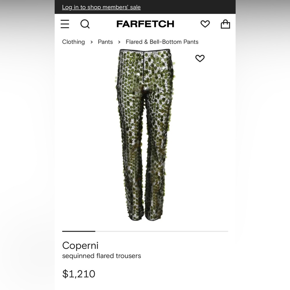 Coperni Green sequined pants
